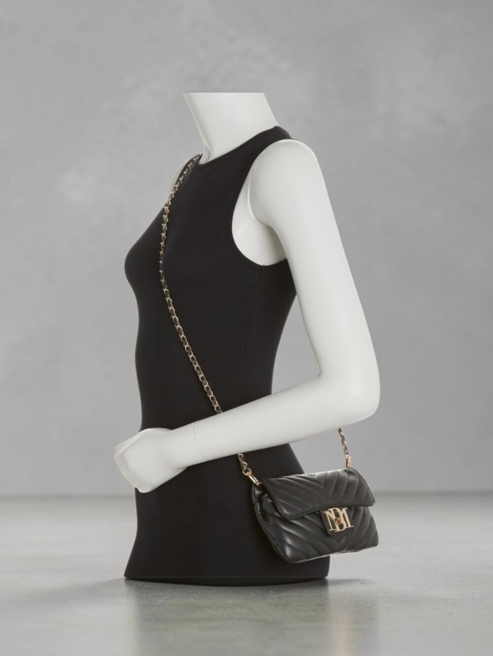 Badgley Mischka Quilted Flap Phone Crossbody with Gold Logo - Picture 4 of 7